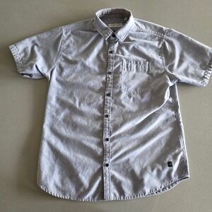 Departwest Mens Grey Short Sleeve Button Down Shirt Size M Pocket Casual Heather